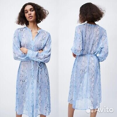 Летнее платье рубашка zara оверсайз 44 46 48