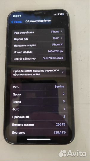 iPhone X, 256 ГБ