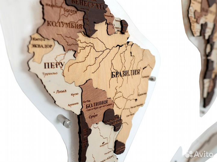 Премиум карта мира из дерева Челябинск