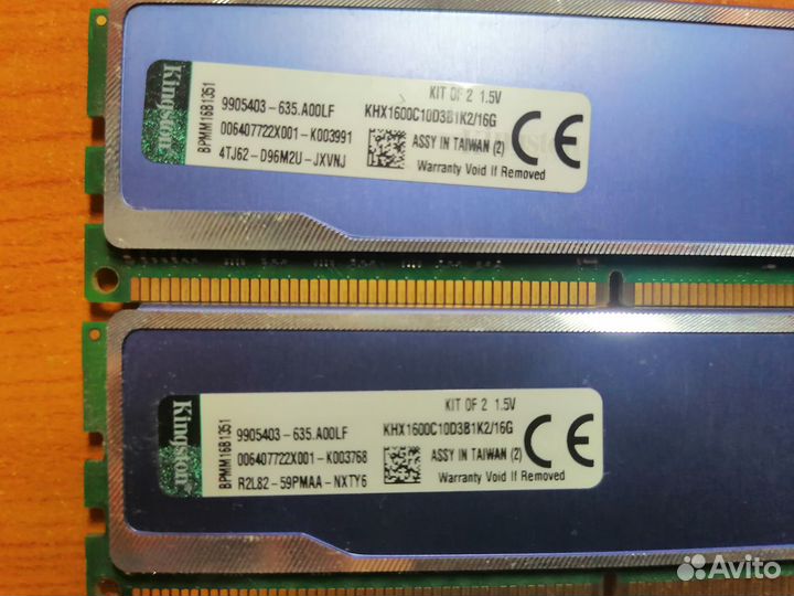 Оперативная память ddr3 Kingston 16 Gb (2х8) 1600