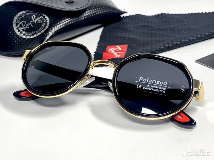 Очки Ray Ban Ferrari золотые