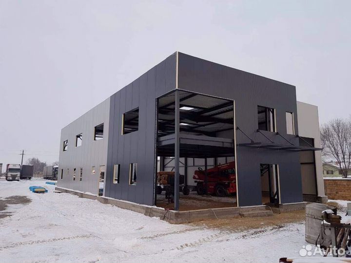 Каркас ангара 1500 м2 из сэндвич-панелей