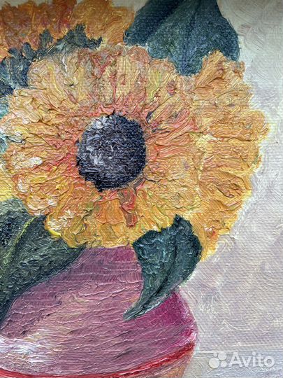 Картина маслом, цветы, натюрморт