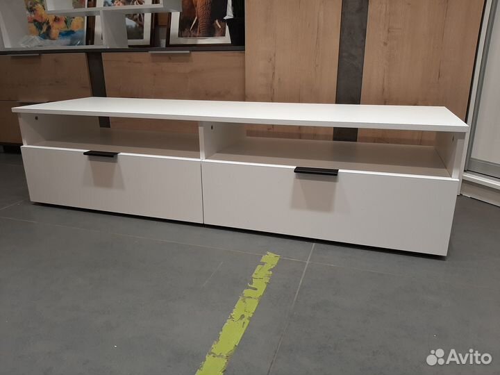 Тумба тв 1,5 м с 2мя ящиками белая
