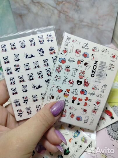 Наклейки на водной основе для ногтей 72шт