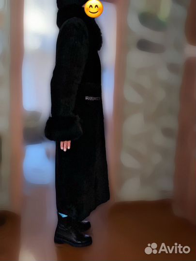 Шуба из мутона и песца