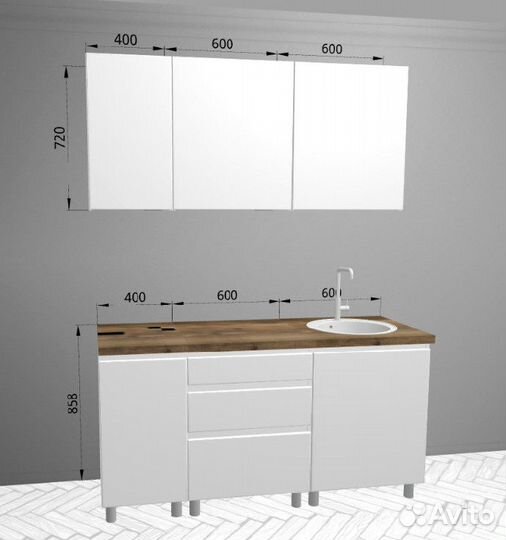 Кухня белая 160 см в наличии