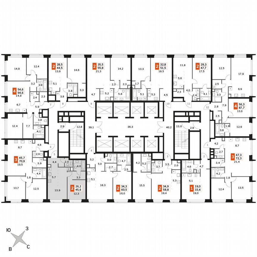 1-к. квартира, 45,6 м², 45/60 эт.