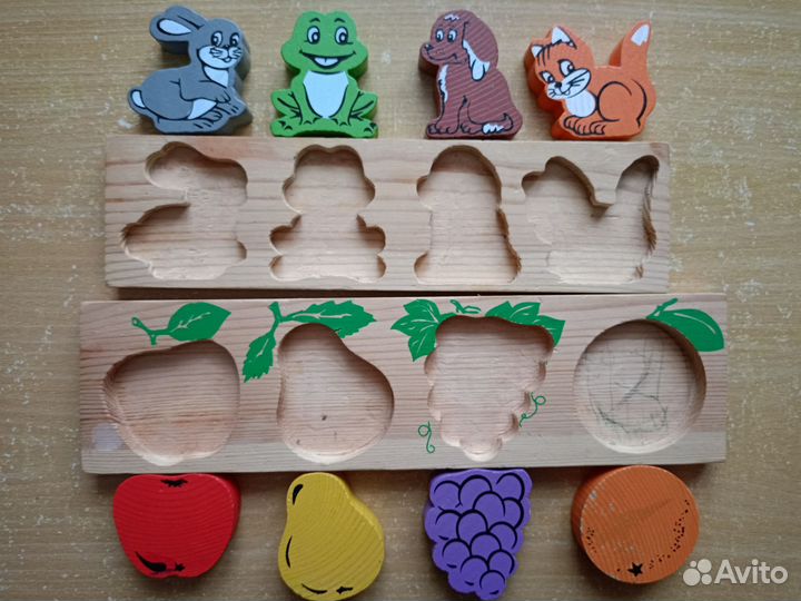 Рамка вкладыш дер-ый пазл для малышей. Цена за оба