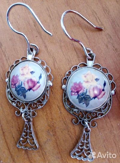 Серьги ювелирный сплав и серебро