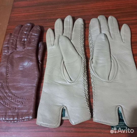 Перчатки женские кожаные новые 6.5