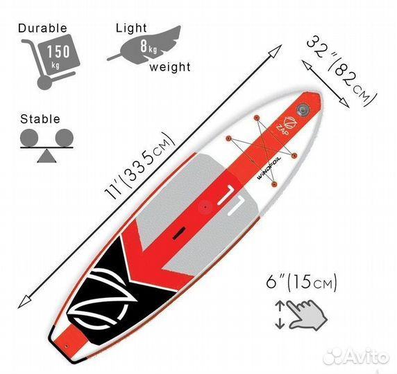 Надувная доска для sup-бординга ZAP fusion 11 wind