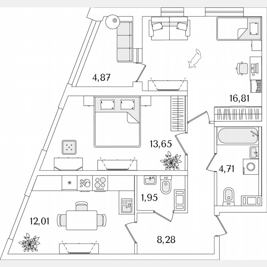 2-к. квартира, 59,9 м², 8/17 эт.