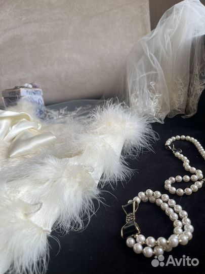 Фата и накидка из лебяжего пуха. Цвет шампань