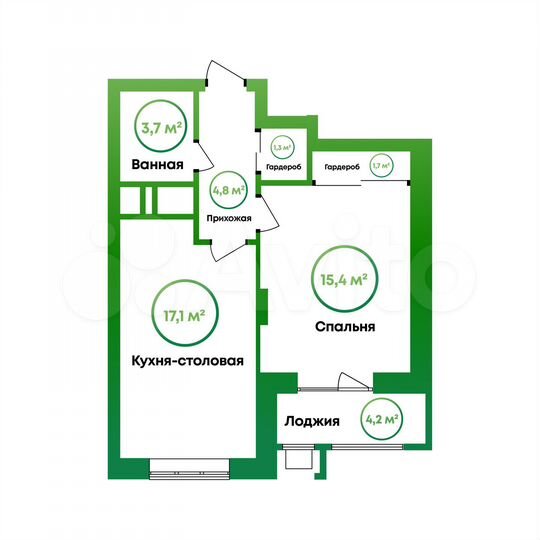 1-к. квартира, 46,1 м², 14/16 эт.