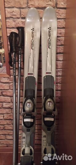 Горные лыжи fisher (140см) +палки+ ботинкии