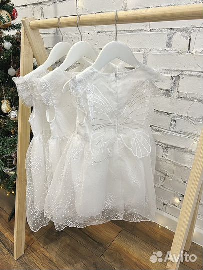 Платье белое снежинка бабочка 116