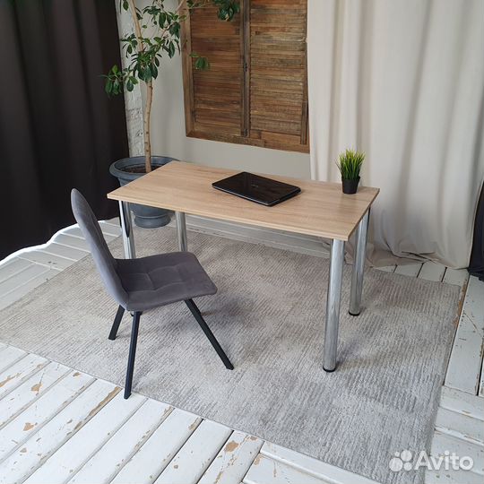 Компьютерный стол Дуб 120*60 см. Хром ножки