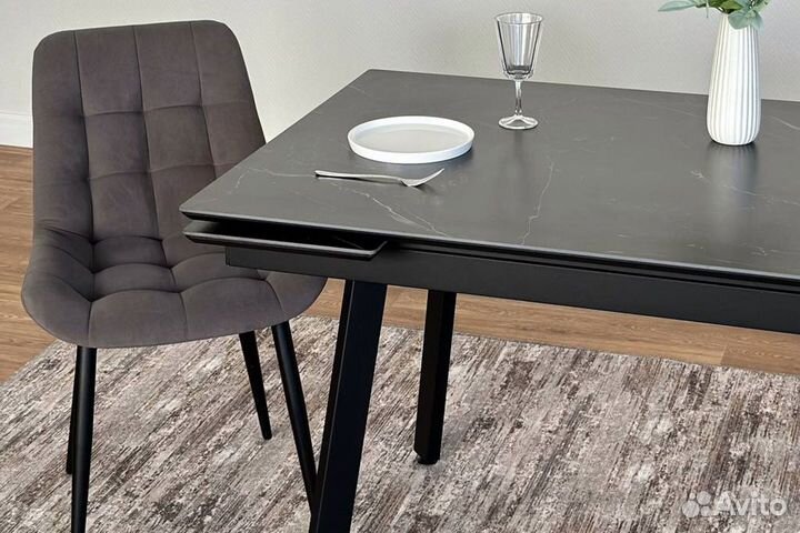 Герцог Стол обеденный керамический (1400-2000 мм) Черный