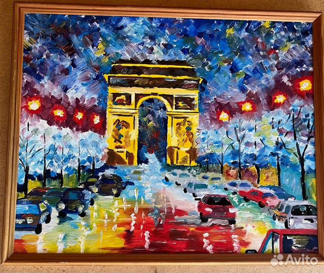 Картина маслом Париж в рамке