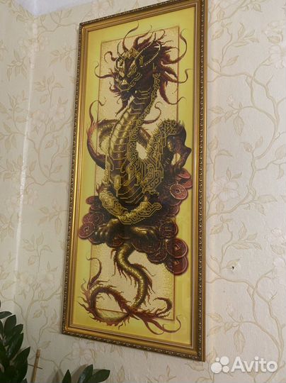 Денежный дракон картина ручной работы