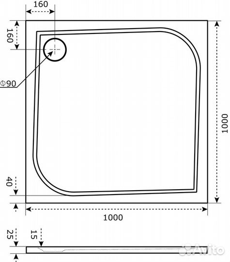 Душевой поддон Good door квадро 100x100