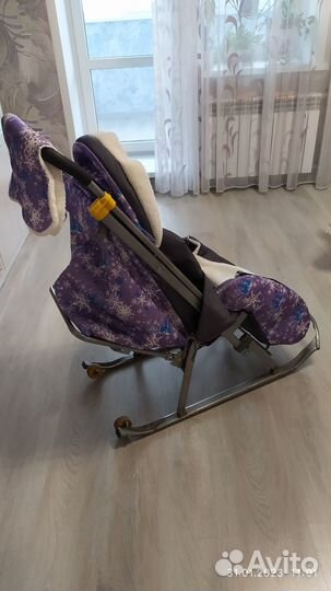 Детские санки коляска на колесах Nika