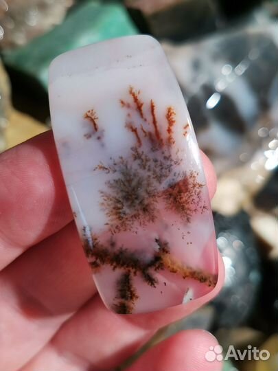 Агат Моховой, кабошон