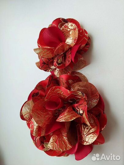 Цветы из ткани, брошь, заколка
