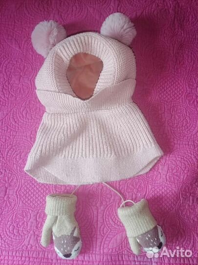 Шапка зимняя и варежки