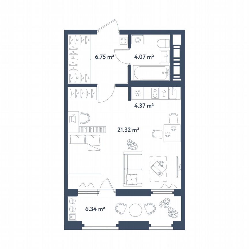 Квартира-студия, 39,7 м², 7/11 эт.