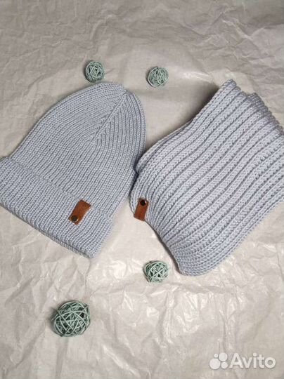 Комплект: вязаная шапка+ шарф ручная работа