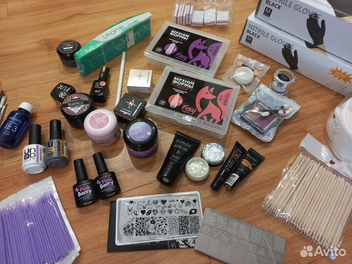 Набор для маникюра, база, топ, гель, втирка, перч