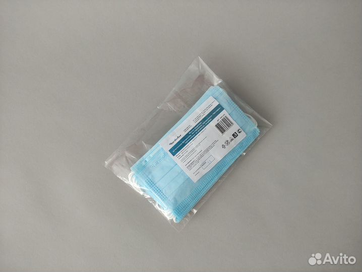 604-235 Маска защитная 10шт спанбонд/sms голубой