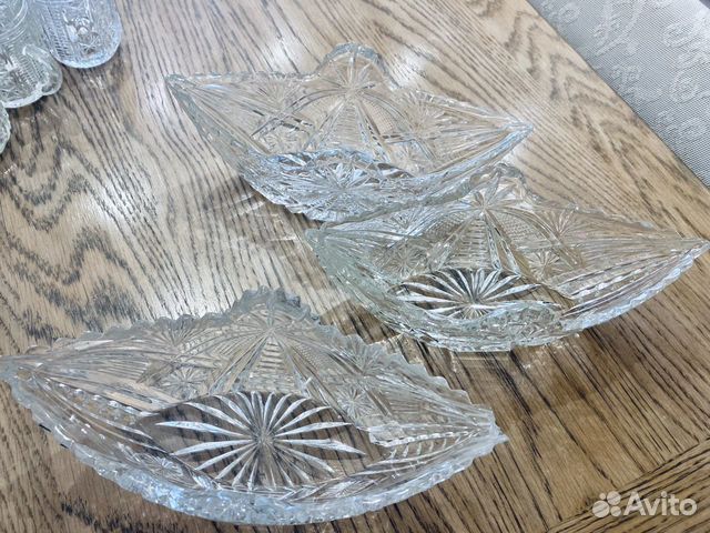 Хрустальная посуда ссср, ладьи лодочки 2 шт