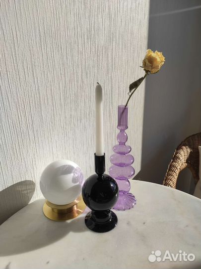 Подсвечник цветное стекло в стиле hm home