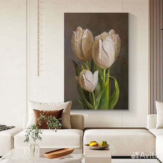 Картина маслом цветы Тюльпаны Онлайн примерка