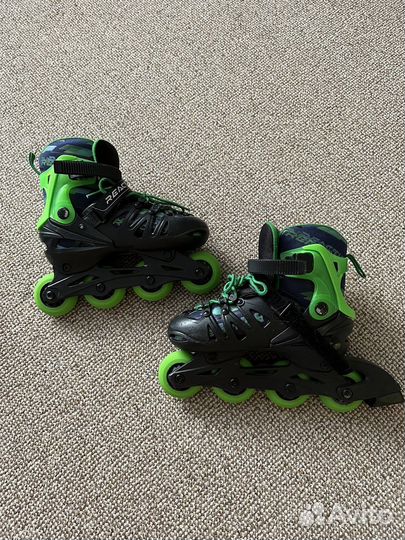 Коньки роликовые, ролики р-р 32-35 и наколенники