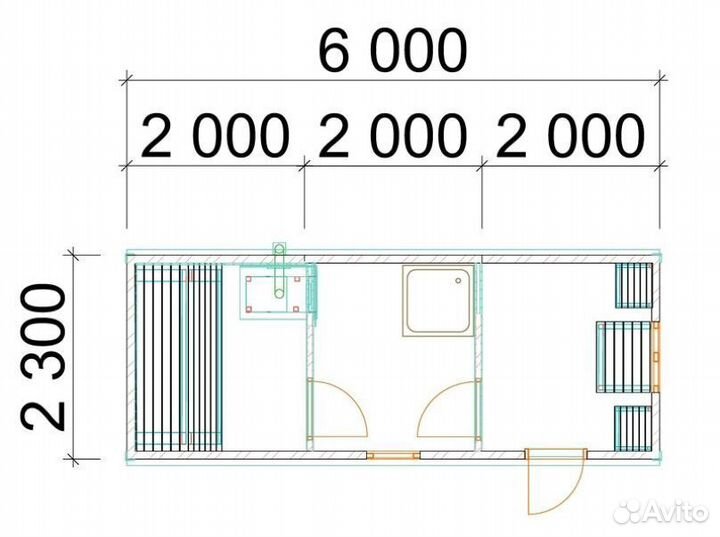 Перевозная баня 6*2.3 Мобильная баня
