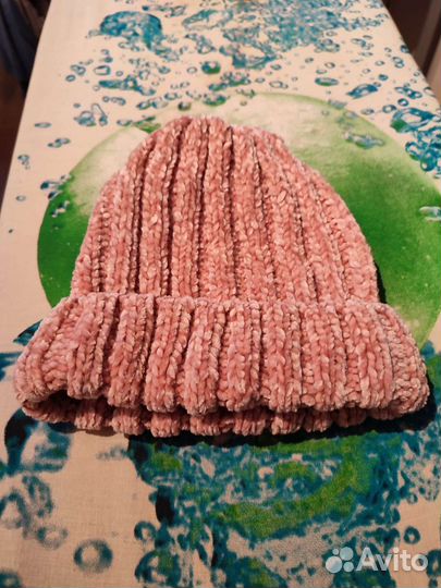 Шапка женская вязанная велюр