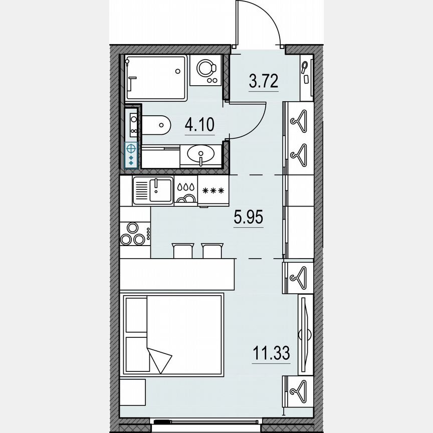 Квартира-студия, 25,1 м², 10/17 эт.