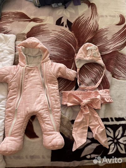 Теплый конверт на выписку для девочки