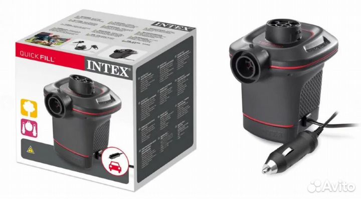 Насос электрический 12В, 3 насадки в комплекте