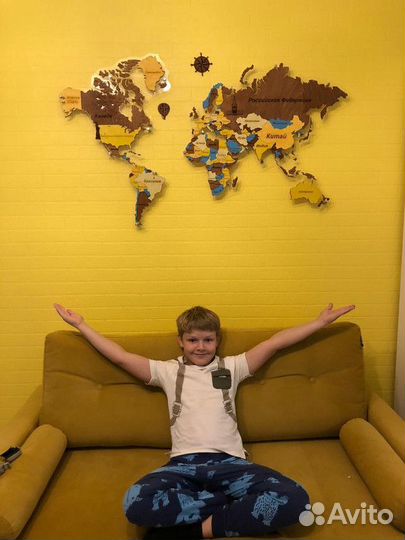 Деревянная карта Мира, России, любого региона