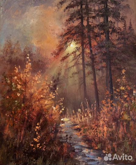 Осень картина маслом, пейзаж