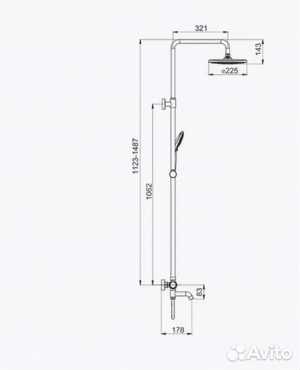 Душевая система с тропическим душем и термостатом