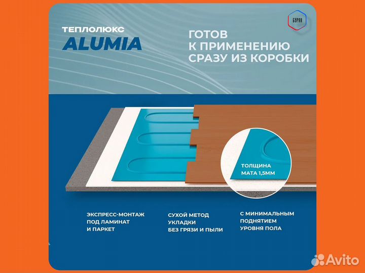Теплый пол Теплолюкс Alumia 5,0 кв.м