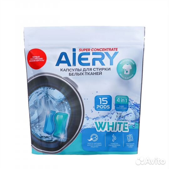 Капсулы aiery White для стирки гелевые (15шт * 225