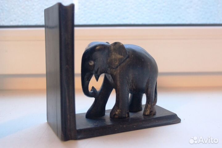Антикварный ограничитель для книг (слон)