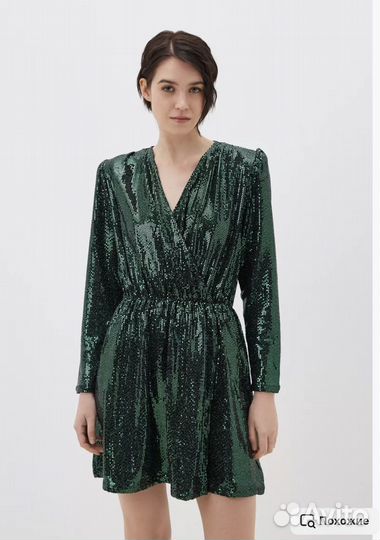 Платье incity зеленое блестящее